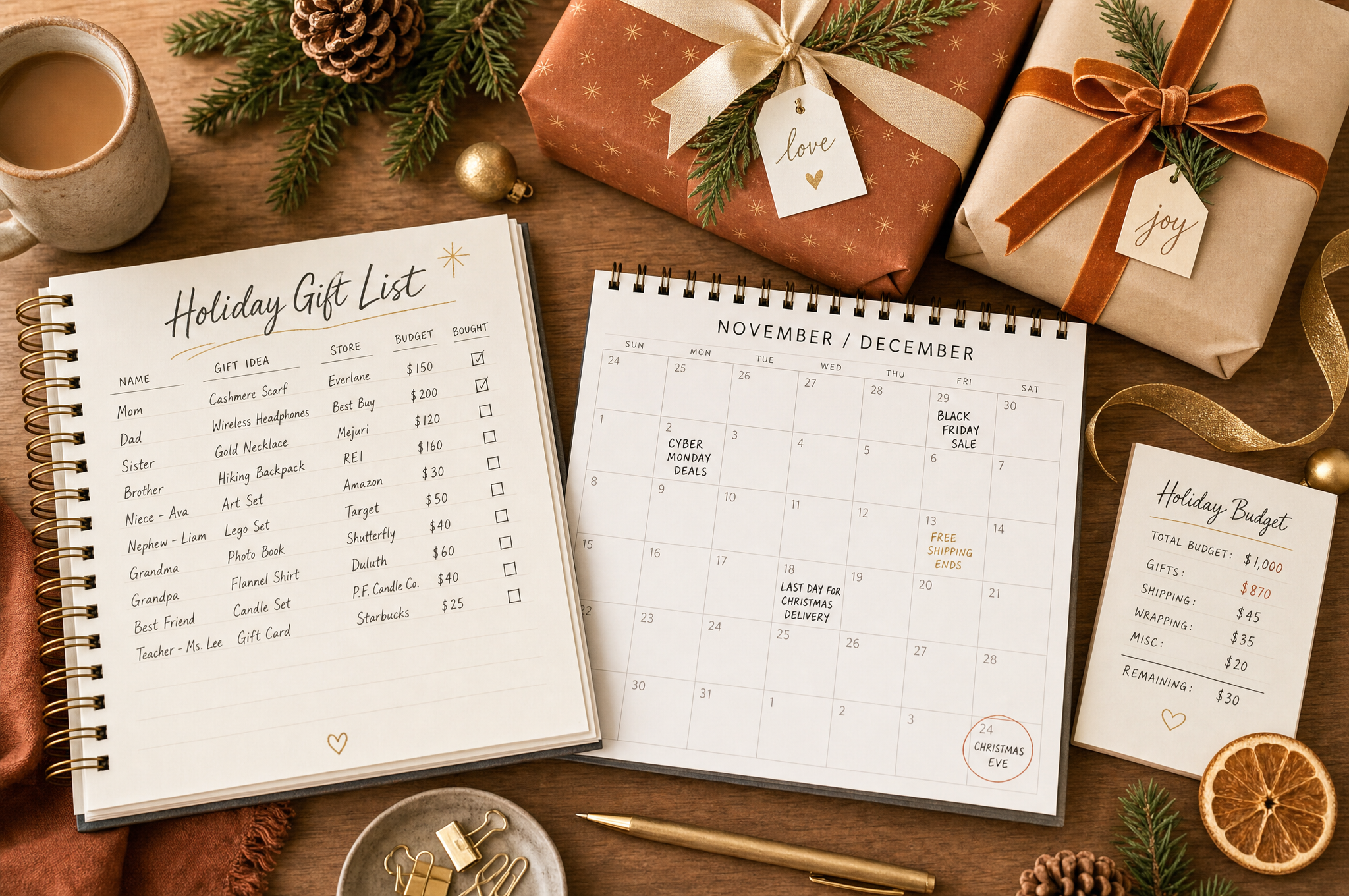 Holiday gift shopping timeline