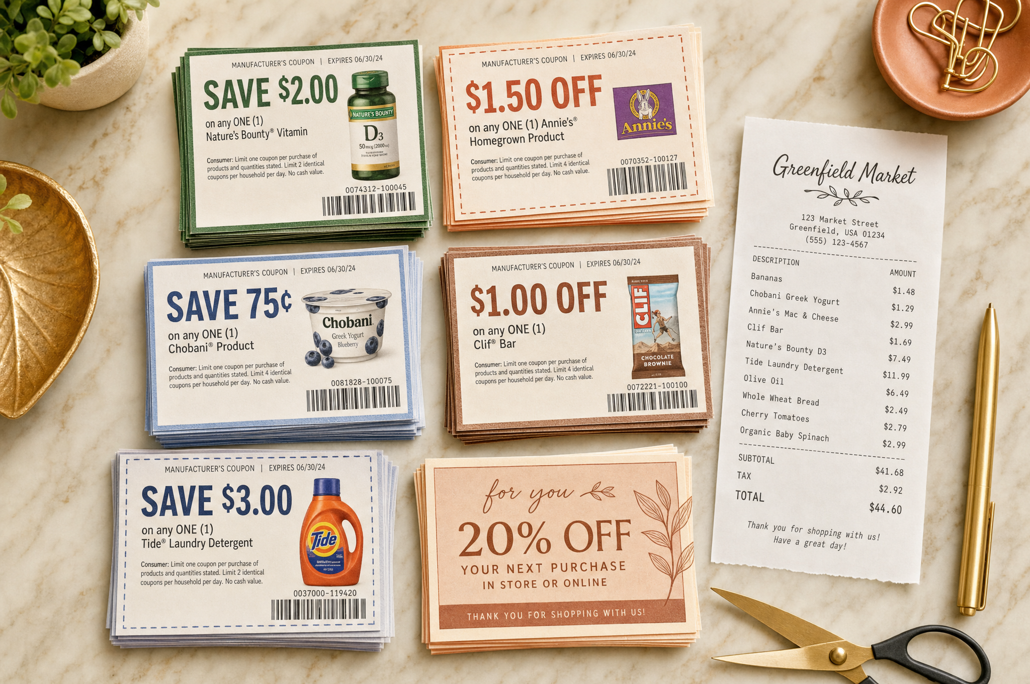 Coupon stacks with scissors